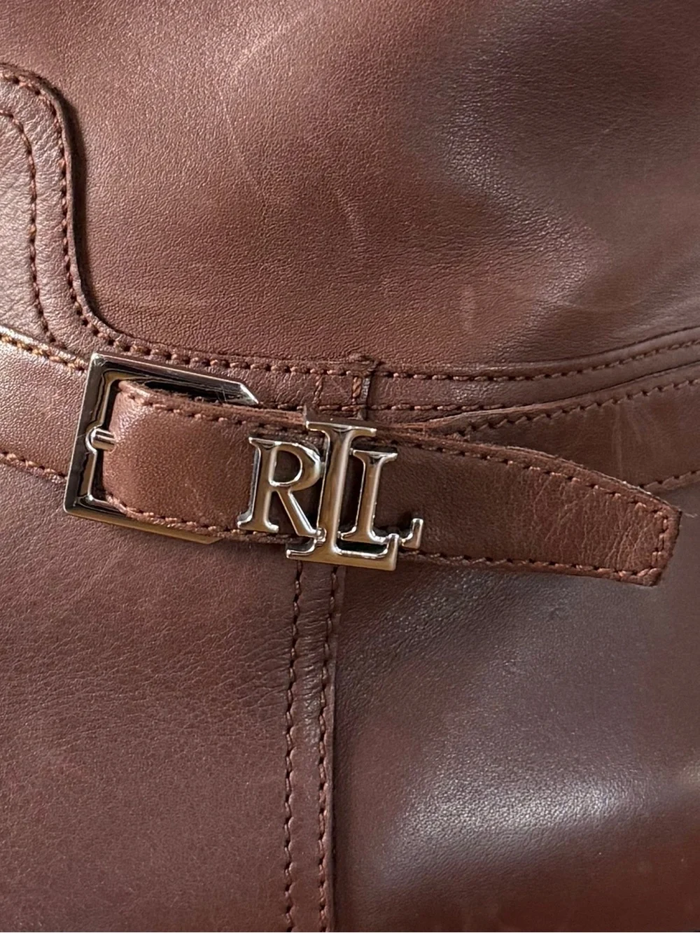 Lauren Ralph Lauren Brooke II Leather Riding Boots Dark Brown Sz 9